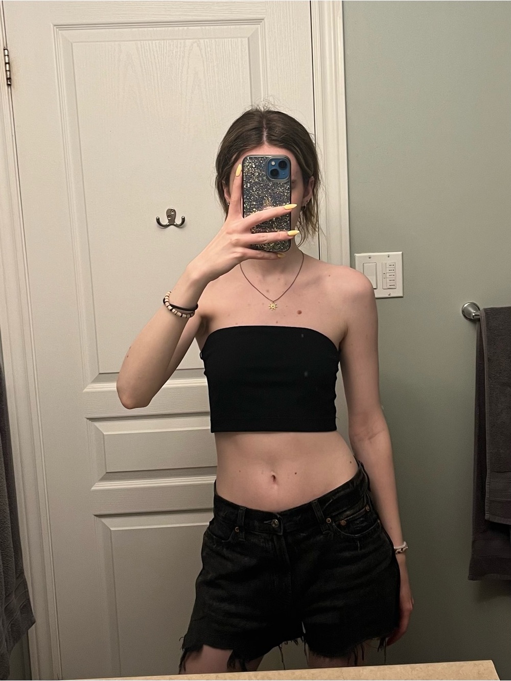 Garage Black Cropped Tube Top